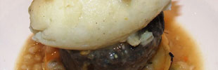 Local Haggis, mashed neeps and tatties with Whisky broth